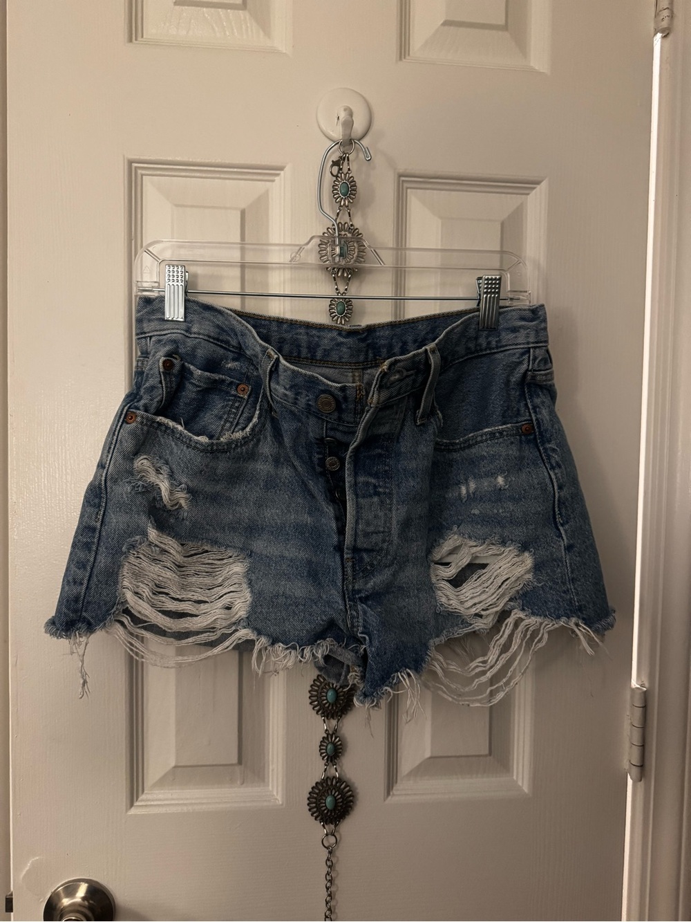 Levi's Distressed Blue Denim Cutoff Shorts